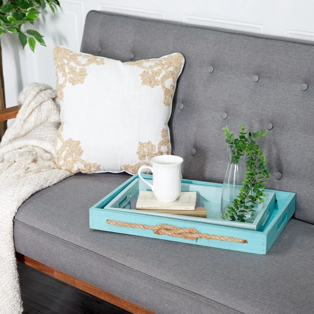 Budget 𧨠Blue Coastal Tray, Set of 2" 19", 16" by Ivory and Iris π 8 Budget 𧨠Blue Coastal Tray, Set of 2" 19", 16" by Ivory and Iris π - Image 8