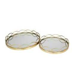 Cheap π Gold Contemporary Tray, Set of 2" 18", 14" by Ivory and Iris π