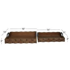 Best Sale 👍 Dark Brown Modern Tray, Set of 2" 14", 16" by Ivory and Iris ❤️ -Cheap Ivory and Iris Store D618628S 5