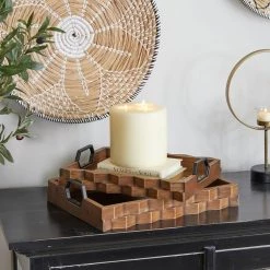 Best Sale 👍 Dark Brown Modern Tray, Set of 2" 14", 16" by Ivory and Iris ❤️ -Cheap Ivory and Iris Store D618628S 6