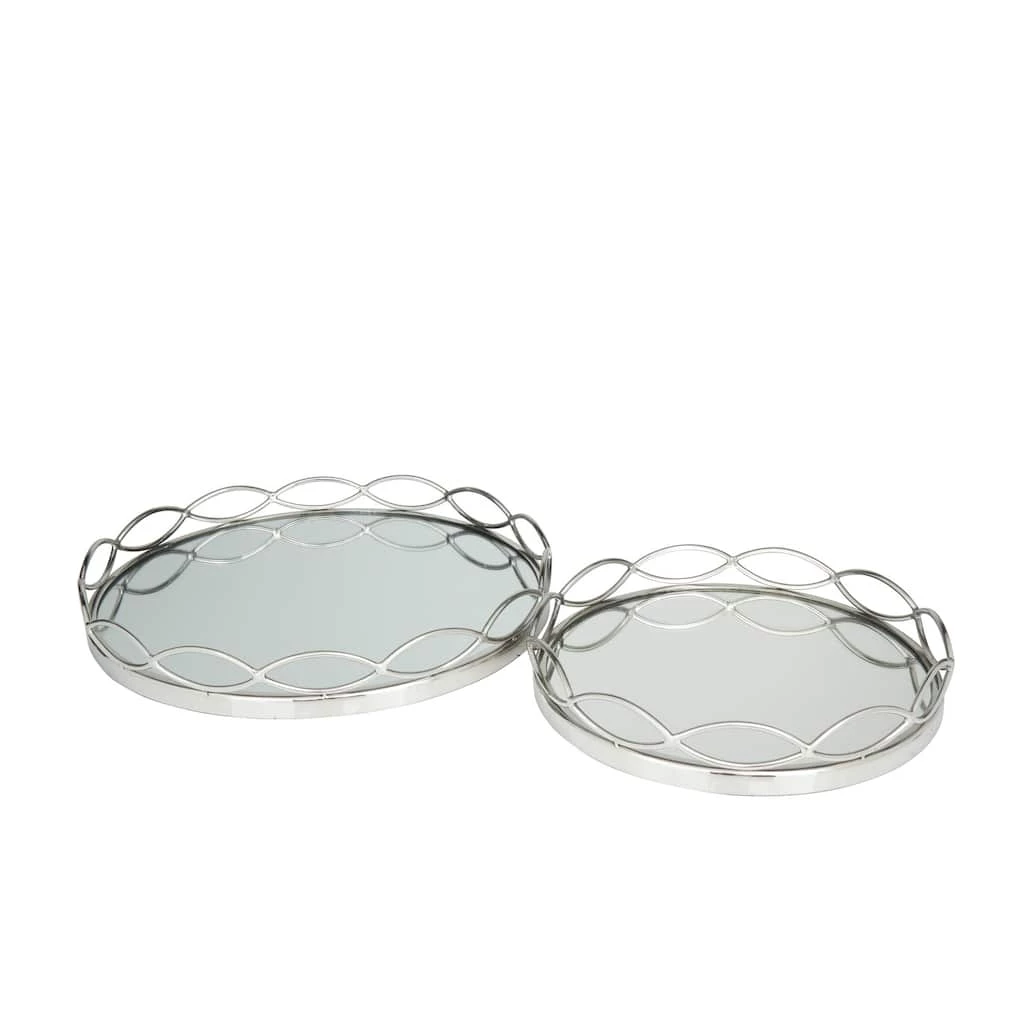 Outlet β€οΈ Silver Contemporary Tray, Set of 2" 18", 14" by Ivory and Iris π 1 Outlet β€οΈ Silver Contemporary Tray, Set of 2" 18", 14" by Ivory and Iris π