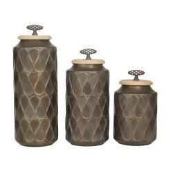 Budget β Black Traditional Decorative Jars, Set of 3" 16", 13", 10" by Ivory and Iris π