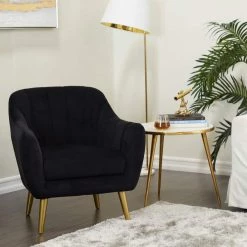 Cheapest 🎉 Black Contemporary Accent Chair, 30" x 28" x 32" by Ivory and Iris 🔥 -Cheap Ivory and Iris Store D618655S 6