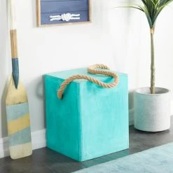 Discount 🎉 Aquamarine Contemporary Outdoor Accent Table, 15" x 15" x 18" by Ivory and Iris 🎉 -Cheap Ivory and Iris Store D618659S 6