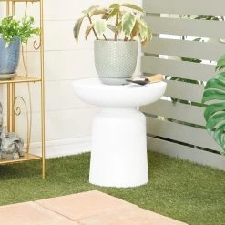 Buy ✨ White Contemporary Garden Stool, 17" x 17" x 18" by Ivory and Iris 👍 -Cheap Ivory and Iris Store D618665S 7