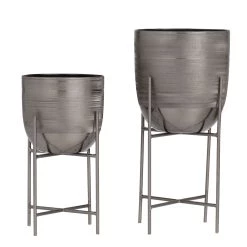 Best Pirce 😉 Grey Modern Planter, Set of 2" 12", 9" by Ivory and Iris 👍 -Cheap Ivory and Iris Store D619712S 5