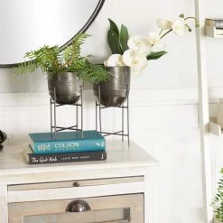 Best Pirce 😉 Grey Modern Planter, Set of 2" 12", 9" by Ivory and Iris 👍 -Cheap Ivory and Iris Store D619712S 7