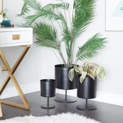 Brand new 👏 Black Modern Planter, Set of 3" 14", 12", 10" by Ivory and Iris 🎉 -Cheap Ivory and Iris Store D619715S 9