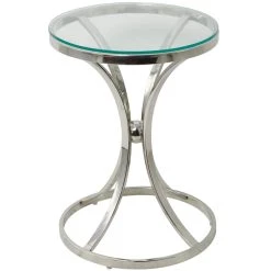 Best Sale ✨ Silver Stainless Steel Contemporary Accent Table, 18" x 18" x 25" by Ivory and Iris 🔔