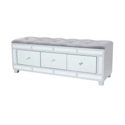 Cheap 🔔 Grey Wood Glam Bench, 47" x 16" x 18" by Ivory and Iris 🌟