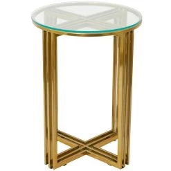 Cheapest 🎁 Gold Stainless Steel Contemporary Accent Table, 18" x 18" x 25" by Ivory and Iris 🌟