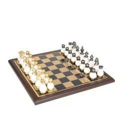 Best Pirce 👍 Gold Aluminum Contemporary Game Set, 16" x 16" x 4" by Ivory and Iris 🎉