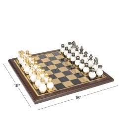 Best Pirce 👍 Gold Aluminum Contemporary Game Set, 16" x 16" x 4" by Ivory and Iris 🎉 -Cheap Ivory and Iris Store D646954S 6