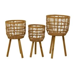Buy 🔥 Brown Bamboo Bohemian Planter, Set of 3" 26", 23", 20" by Ivory and Iris 🥰 -Cheap Ivory and Iris Store D647656S 5