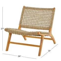 Best deal π Light Brown Teak Wood Modern Accent Chair, 26" x 31" x 27" by Ivory and Iris π 12 Best deal π Light Brown Teak Wood Modern Accent Chair, 26" x 31" x 27" by Ivory and Iris π -Cheap Ivory and Iris Store D650838S 6