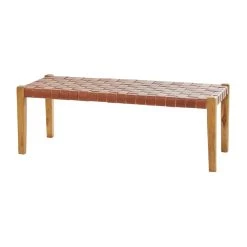 Flash Sale 🤩 Brown Teak Wood Modern Bench, 47" x 18" x 17" by Ivory and Iris 🛒